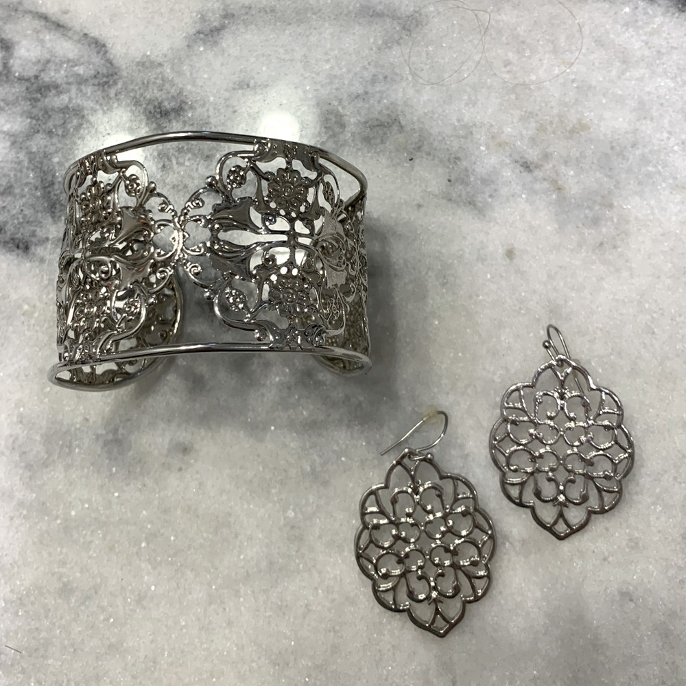 Cuff Bracelet and Earrings
